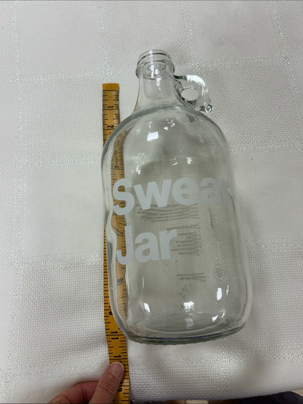 Clear Glass Swear Jar with White Lettering image 2